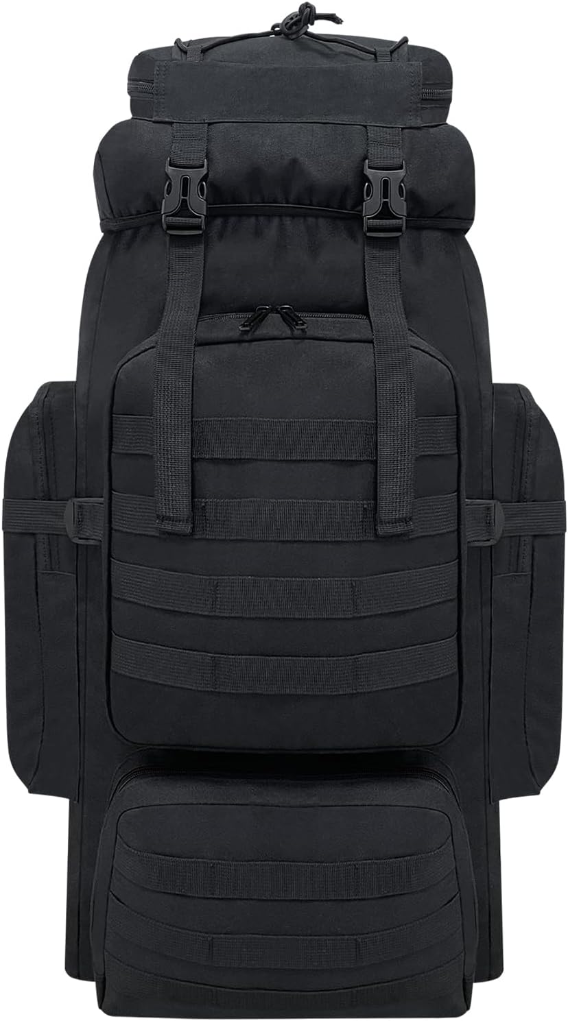 80L Hiking Backpack Men Camping Backpack, Waterproof    Rucksack, Large Capacity Assault Pack for Outdoor Survival, Trekking, Travel (Black)