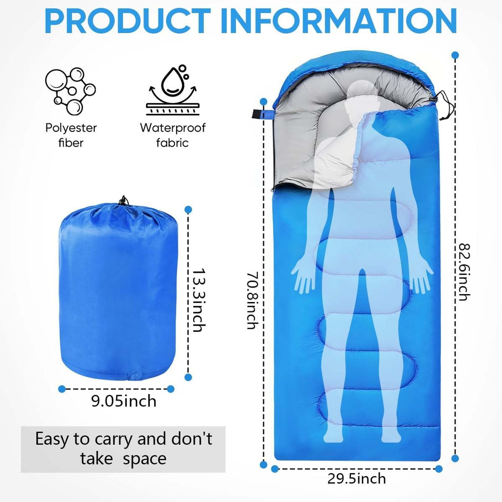Sleeping Bags Portable Waterproof Camping Sleeping Bag for Adults Kids 4 Seasons Cold Weather or Warm Backpacking Hiking Travel Indoor Outdoor Use