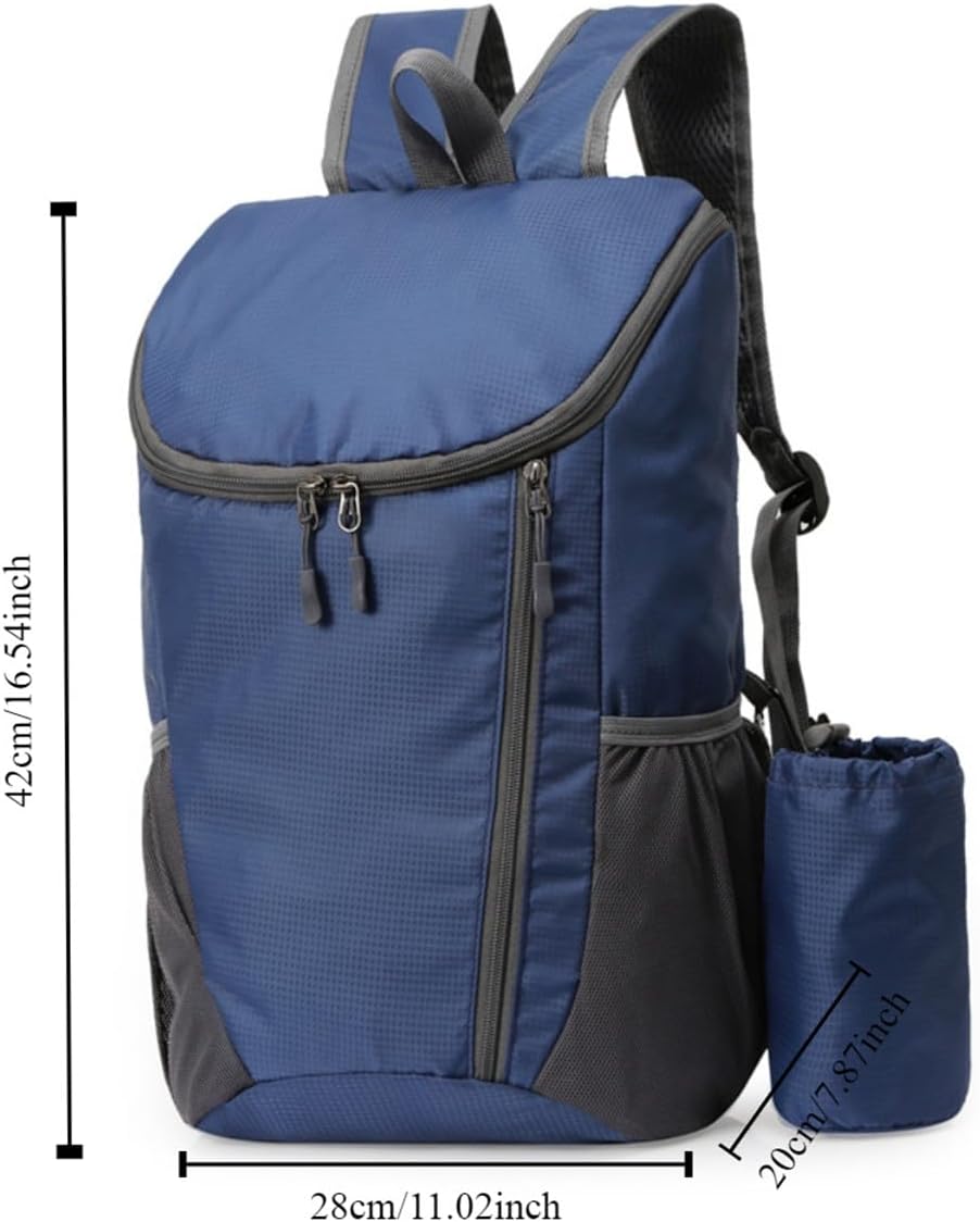 Portable Foldable Backpack Folding Mountaineering Bag, Ultralight Outdoor Cycling Rucksack, Travel Hiking Knapsack (Dark Blue)