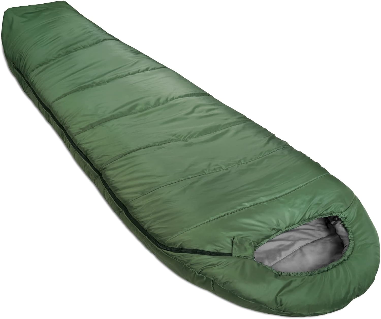 Cold Weather  Sleeping Bag, 82 Inches x 33 Inches, Olive Green