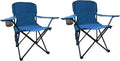 2PCS Folding Camping Collapsible Chairs Heavy Duty Lawn Chair with Cooler Bag, Storage Pocket, Waterproof Bag Outdoor Arm Chair, Supports 225LBS, Cyan