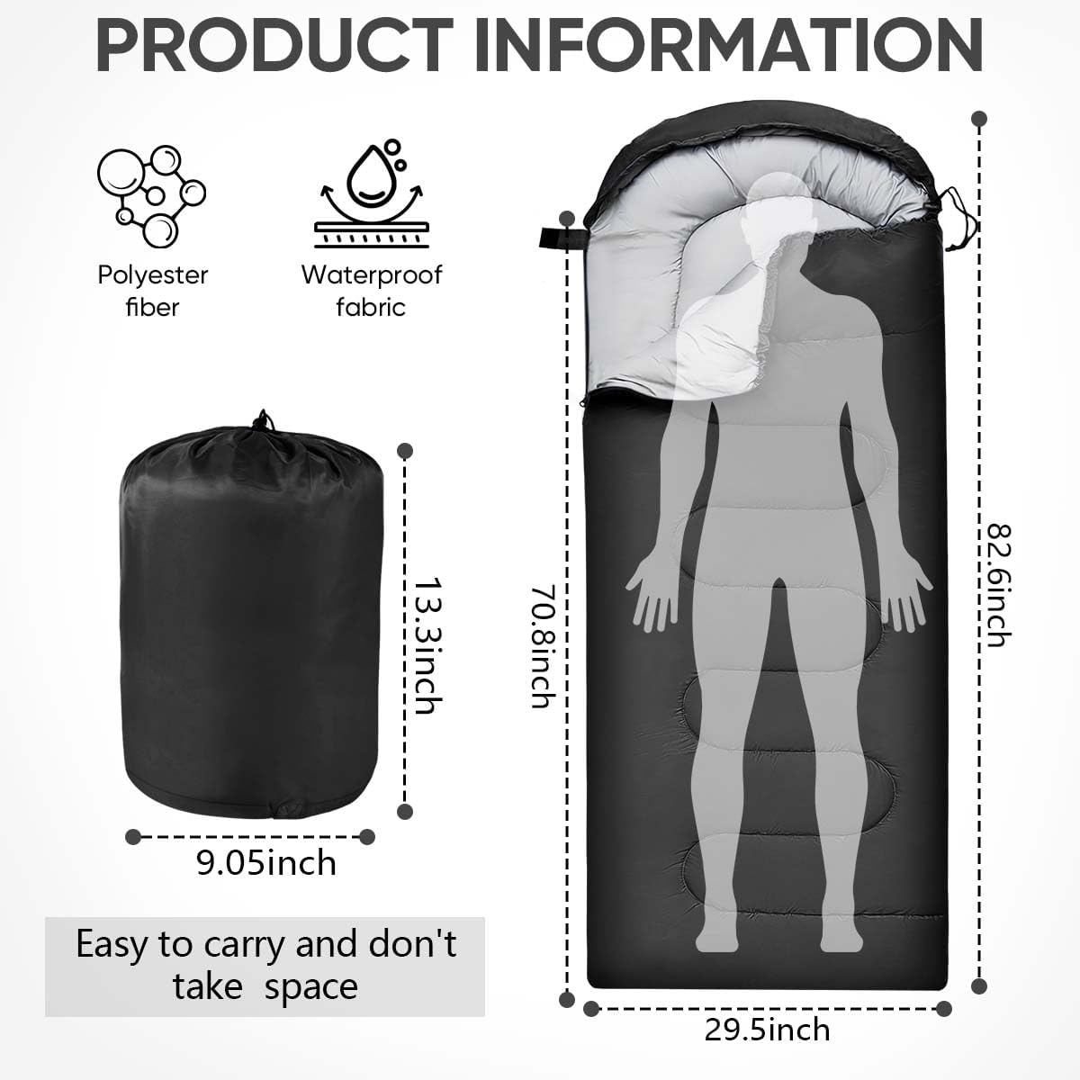 Sleeping Bags Portable Waterproof Camping Sleeping Bag for Adults Kids 4 Seasons Cold Weather or Warm Backpacking Hiking Travel Indoor Outdoor Use