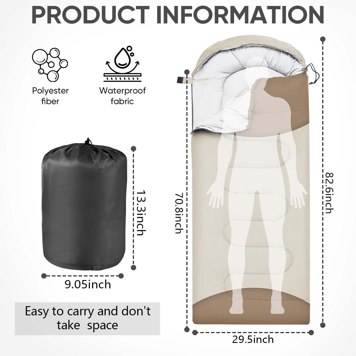 Sleeping Bags Portable Waterproof Camping Sleeping Bag for Adults Kids 4 Seasons Cold Weather or Warm Backpacking Hiking Travel Indoor Outdoor Use