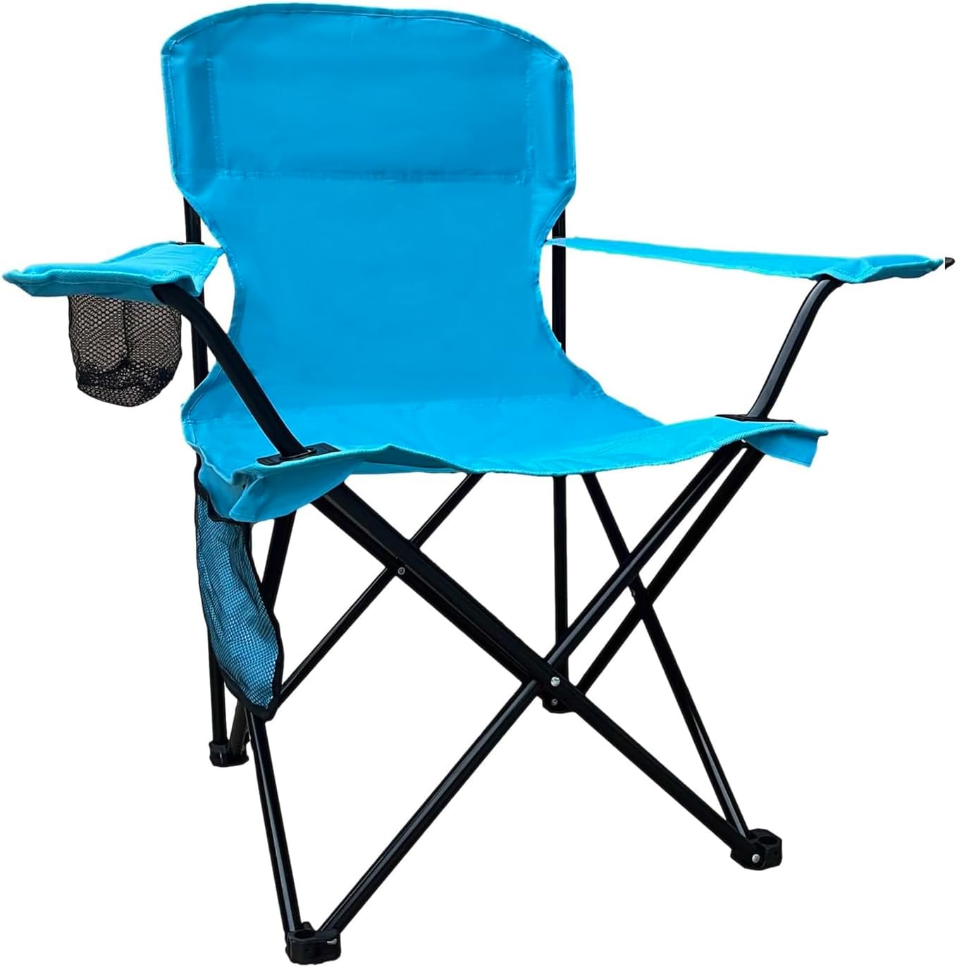 Folding Camping Chair with Cup Holder & Storage Bag, 225lbs Capacity, Large Anti-Sink Feet, Breathable  Coated Fabric for Outdoor, Hiking, Beach, Fishing, Backpacking, Blue