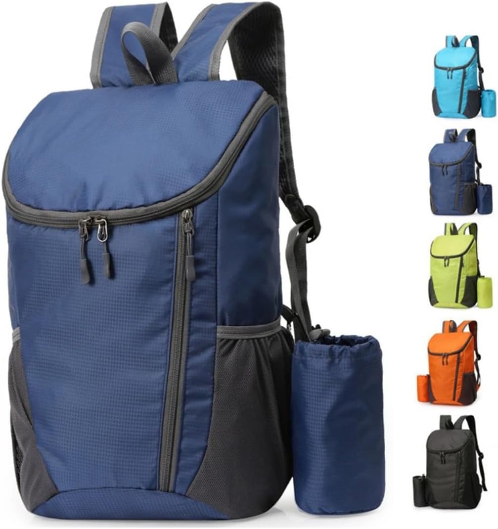 Portable Foldable Backpack Folding Mountaineering Bag, Ultralight Outdoor Cycling Rucksack, Travel Hiking Knapsack (Dark Blue)