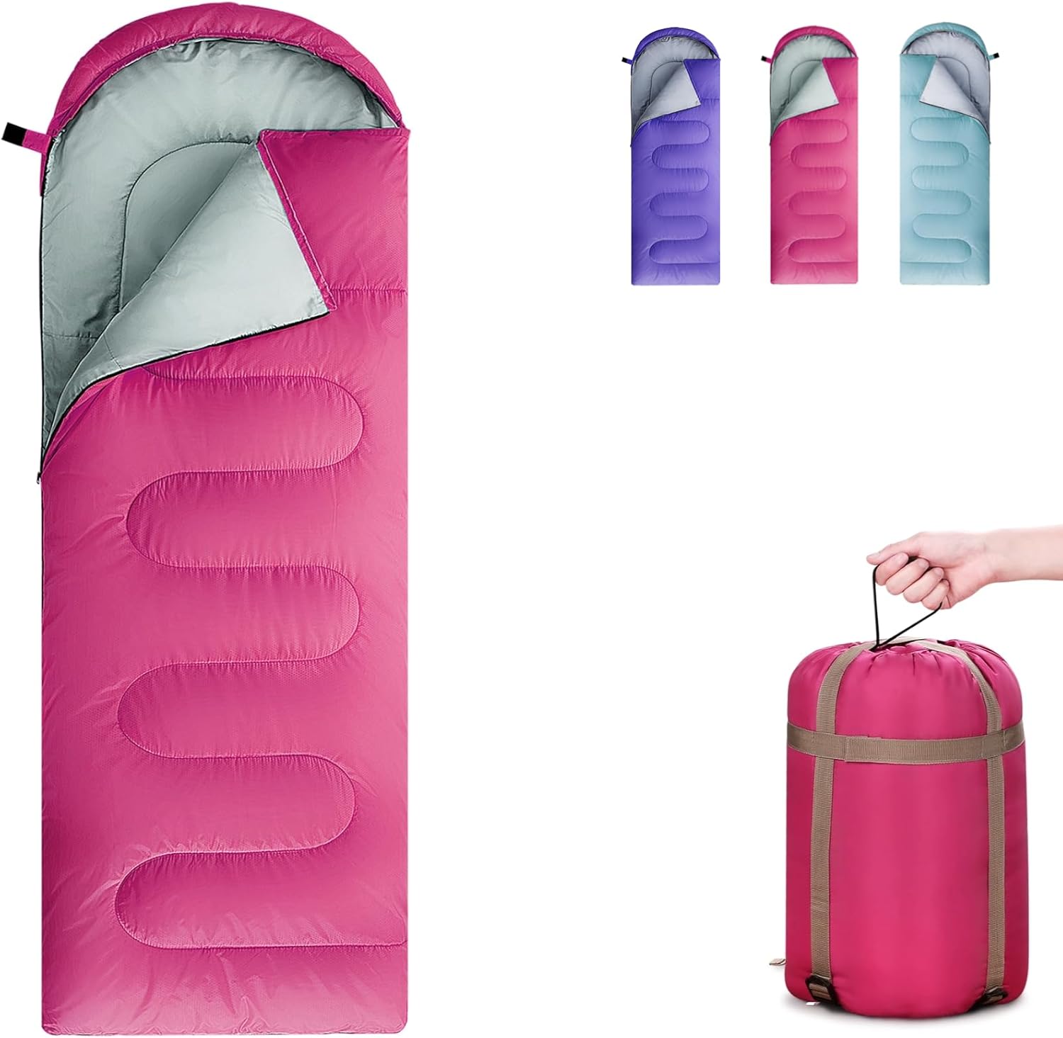 Sleeping Bags for Adults, Teens & Kids - Use for 3-4 Seasons, Warm & Cold Weather - Lightweight,Waterproof, Use for Backpacking, Hiking and Camping