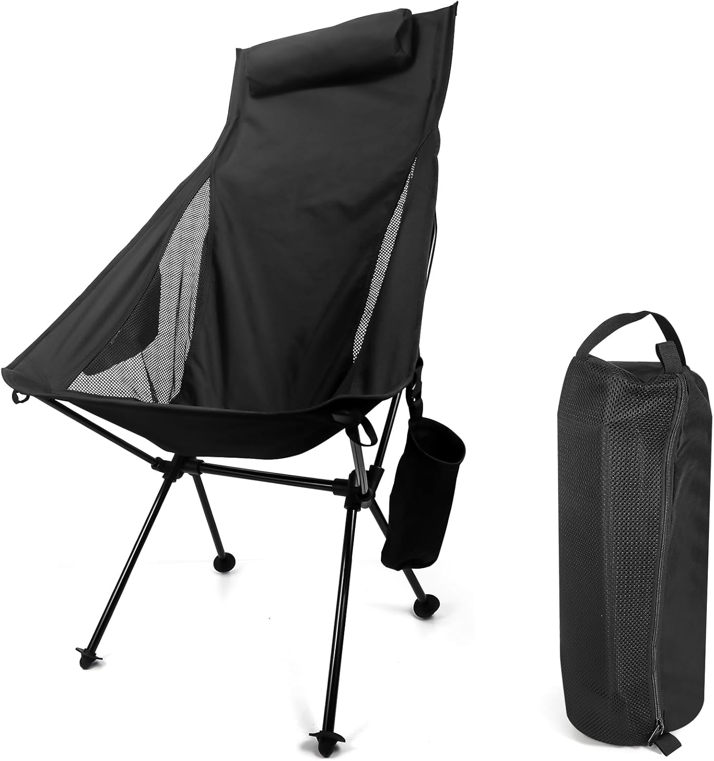 Folding Camping Chair, Portable High Back Space Chair, Breathable Mesh Moon Lightweight Outdoor Fishing Chair for Hiking, Backpacking, Picnics
