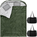 2 Pack Double Sleeping Bag for Adults, Queen Size Two Person Camping Sleeping Bag with Pillow Waterproof 3 Season Cotton Fabric for Hiking Backpacking Warm & Cold Weather