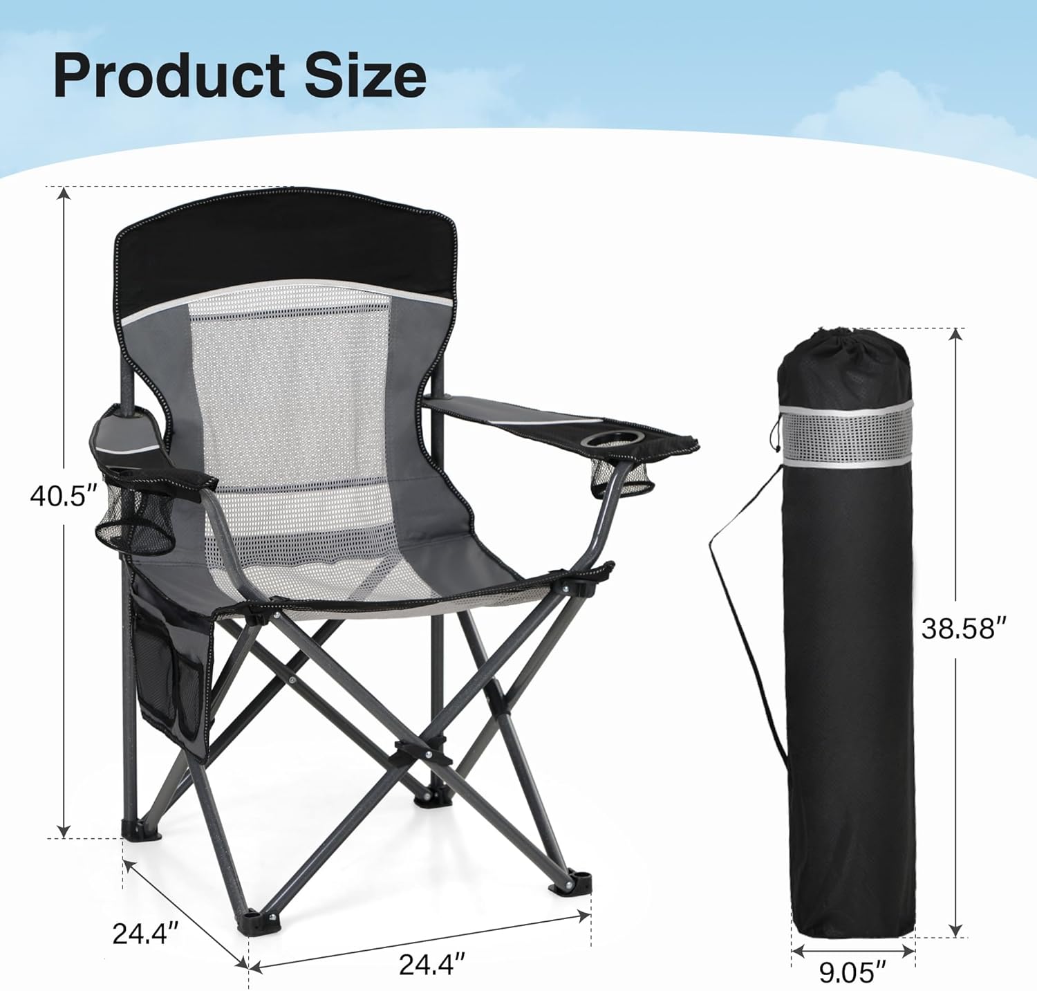 Oversized Portable Mesh Camping Folding Chair