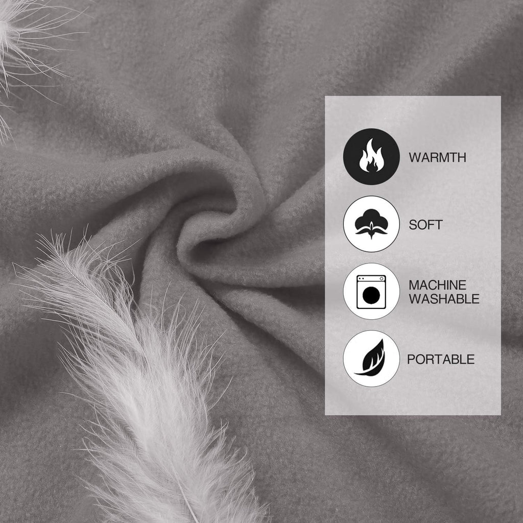 Fleece Sleeping Bag Liner for Adult Warm or Cold Weather, 75" Long Full Sized Zipper Camping Blanket for Outdoor Indoor Used with Sack, Grey