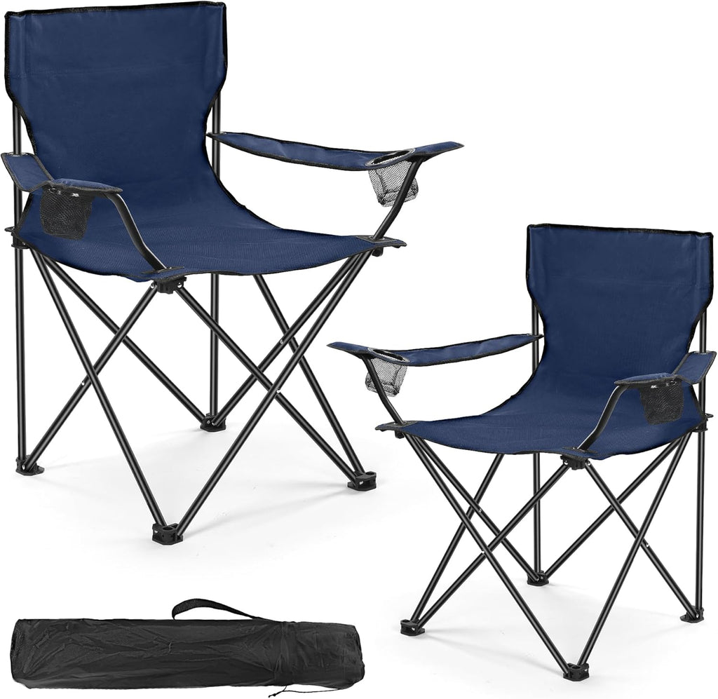 2 Pack Camping Chairs -Lightweight and Supportive Chairs for Adult and Lightweight Individuals - Compact, Durable, and Portable - Ideal for Camping, Hiking, Beach, and Picnics -Carry Bag