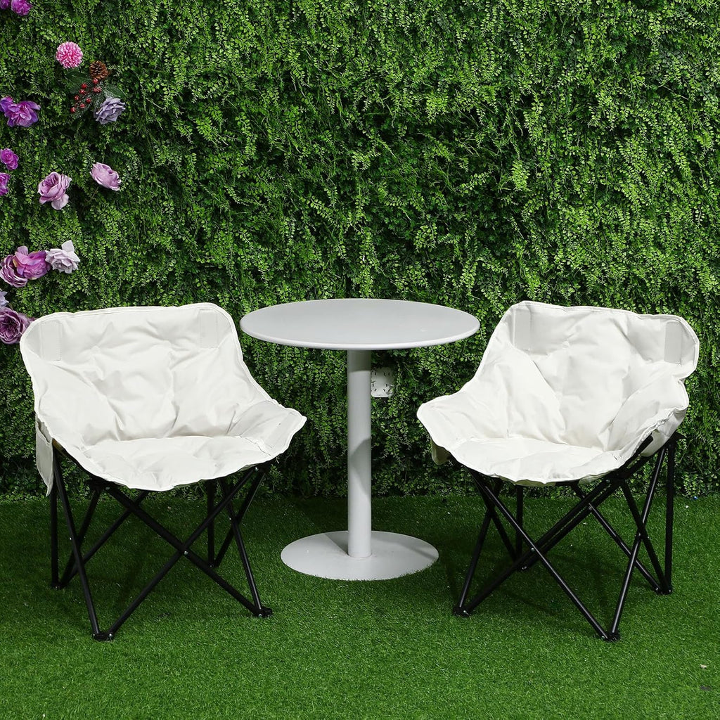 2 Pack Padded Camping Chair Oversized Portable Fishing Lawn Chair Light Weight Camp Outdoor with Padded Seats and Side Pocket for Camping, Fishing, Backyard, Festival