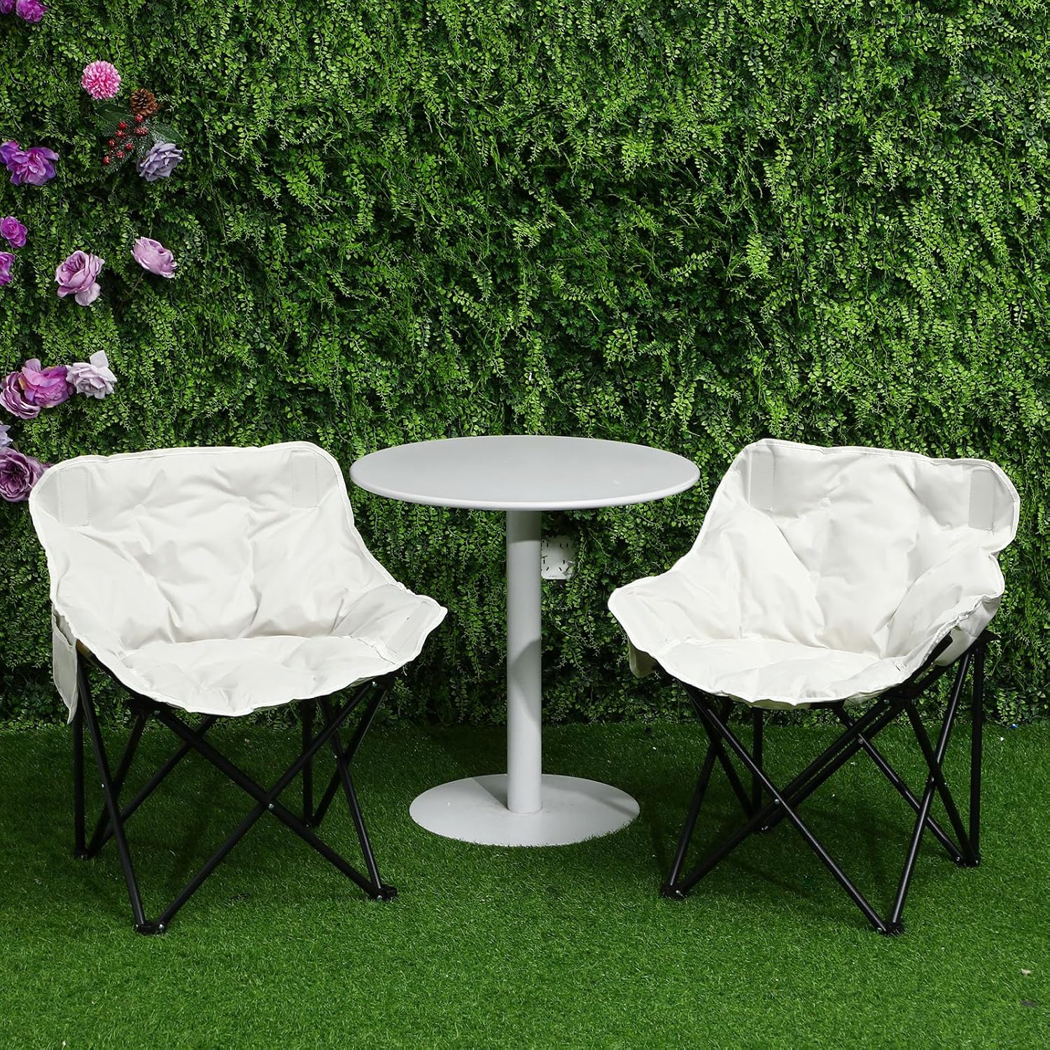 2 Pack Padded Camping Chair Oversized Portable Fishing Lawn Chair Light Weight Camp Outdoor with Padded Seats and Side Pocket for Camping, Fishing, Backyard, Festival